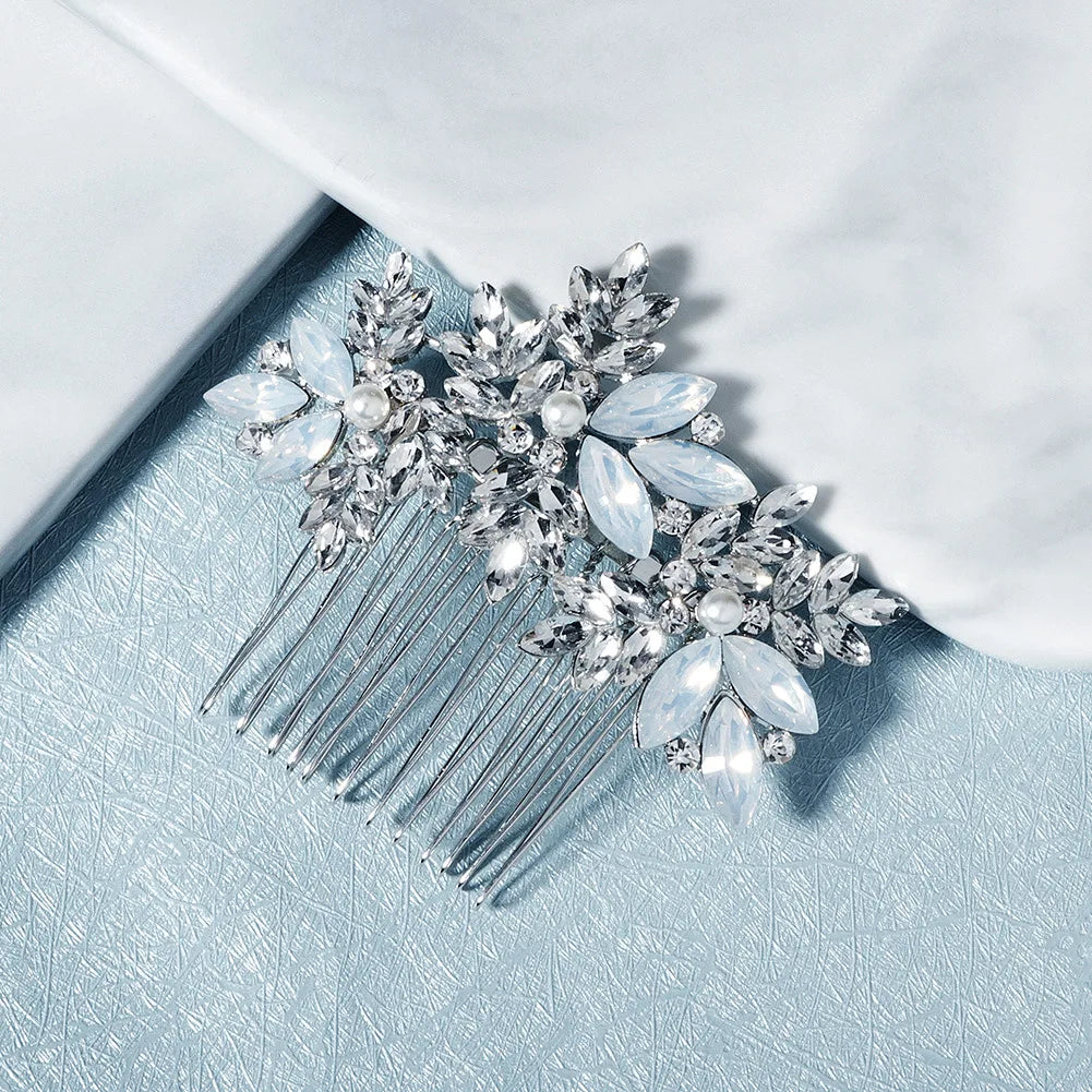 Top Quality Fashion Bridal Handmade Pearls Hair Combs Women Flower Rhinestones Hair Comb Bridal Headpieces