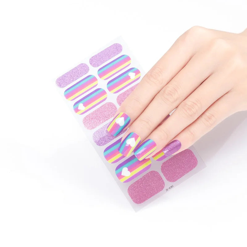 Eco-Friendly Waterproof 2D Cartoon Nail Wraps Set Special Design Art Nail Stickers Minimum Order 100pcs