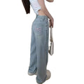 Wholesale Korean Style Embroidery Women Jeans 2024 High Waist Fashion Women's Straight Leg Pants Casual Wide Leg Jeans