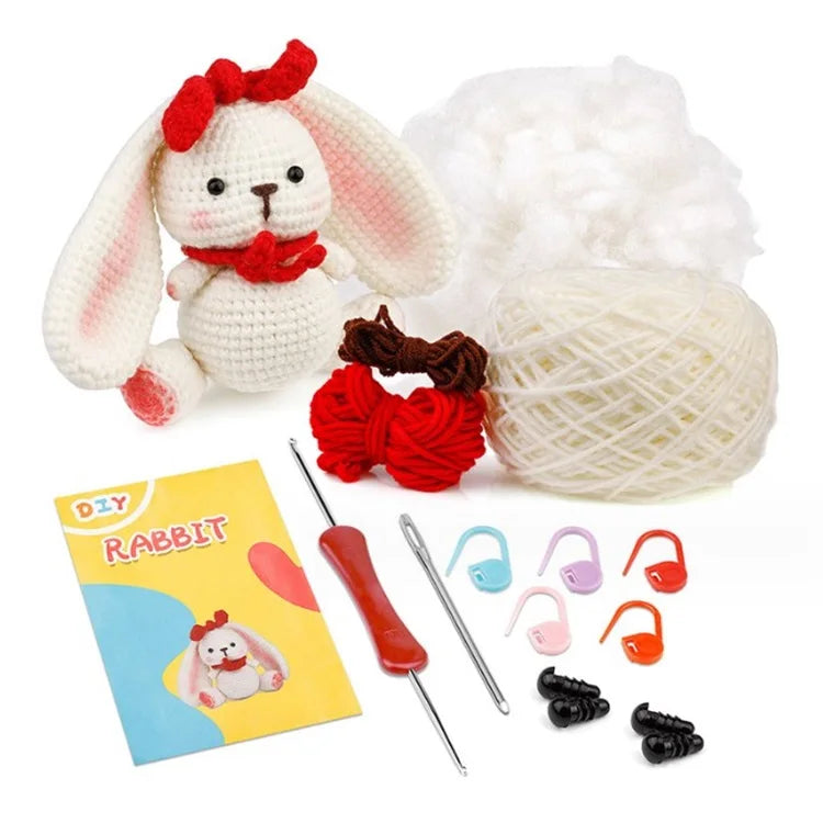 Wholesale Animal Rabbit Elephant Little Dog Full Crochet Knitting Set DIY Crochet Kit for Beginners