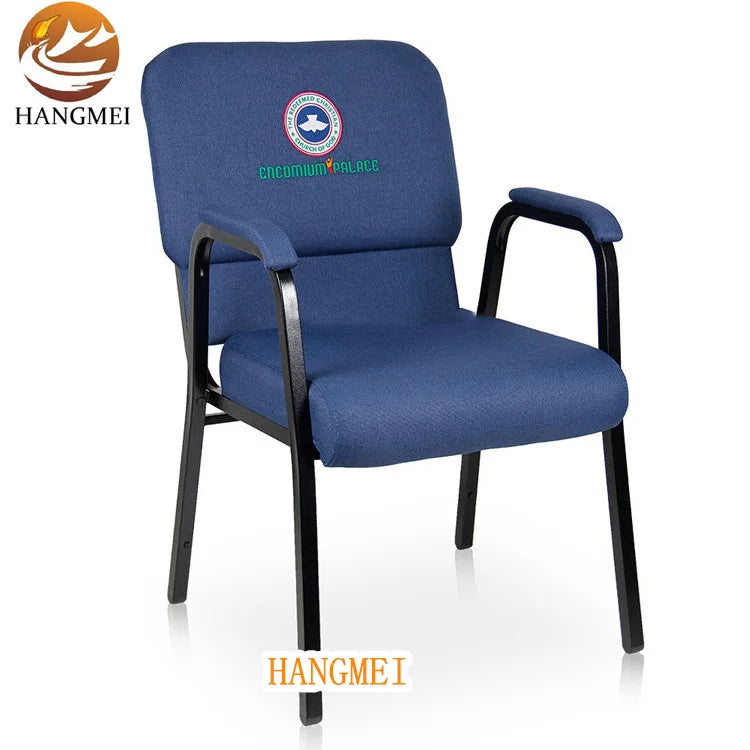 Purple Metal Frame Stackable Church Chairs with Armrests Versatile Hotel Furniture for Outdoor School Party Apartment Use