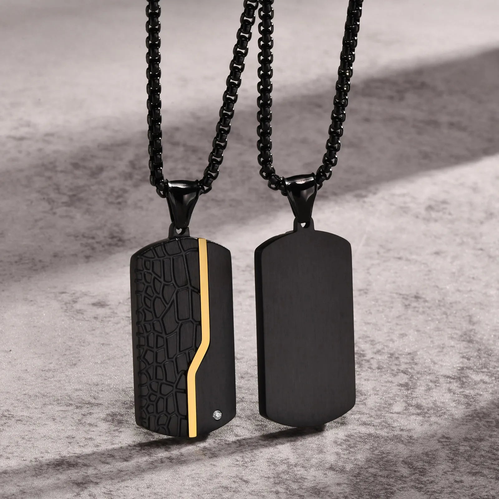 Hot Selling High-quality Trendy Men's Stainless Steel Crack Pattern Pendant Necklace Personalized Hip-hop Accessories Jewelry