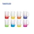 BestSub Wholesale Custom Sublimation Blanks Color Gradient Frosted Glass Water Bottle Matte Glass Beer Stein Mug