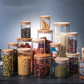Eco-Friendly Borosilicate Glass Jar with Bamboo Lid Round Kitchen Food Storage & Container