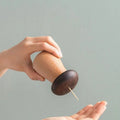 Home Kitchen Restaurant Portable Toothpick Dispenser Six Holes Walnut and Beech Wooden Mushroom Toothpick Holder With Lid