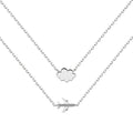 Dylam Hot Sale Creative Airplane Cloud Chain Pendant 18K Gold Double Layered Necklace Exquisite S925 Silver Necklaces for Women