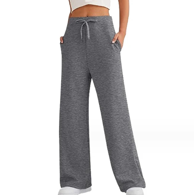 Women's Solid Color Casual Loose Wide Leg Sports High Waist Pants
