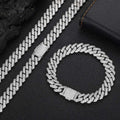 Hot Sale Two-Row Cuban Link Bracelet Shiny Diamond Jeweler Iced Out CZ Stone Silver Plated Miami Cuban Chain Bracelet