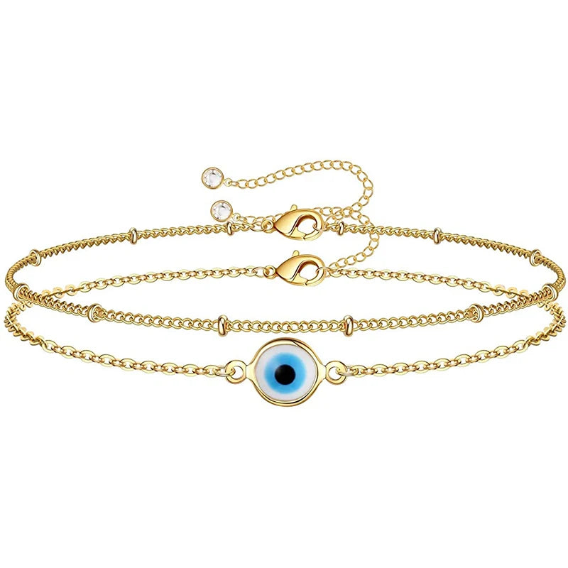 New Style Gold Charm Fashion Elegant Blue Eyes 18K Gold Plated Adjustable Eyes Bracelet