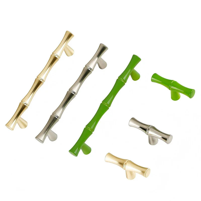 Modern Minimalist Bamboo Style Zinc Furniture Hardware Kitchen Cabinets Sliding Door Knob Drawer Wardrobe Cupboard Push Handles