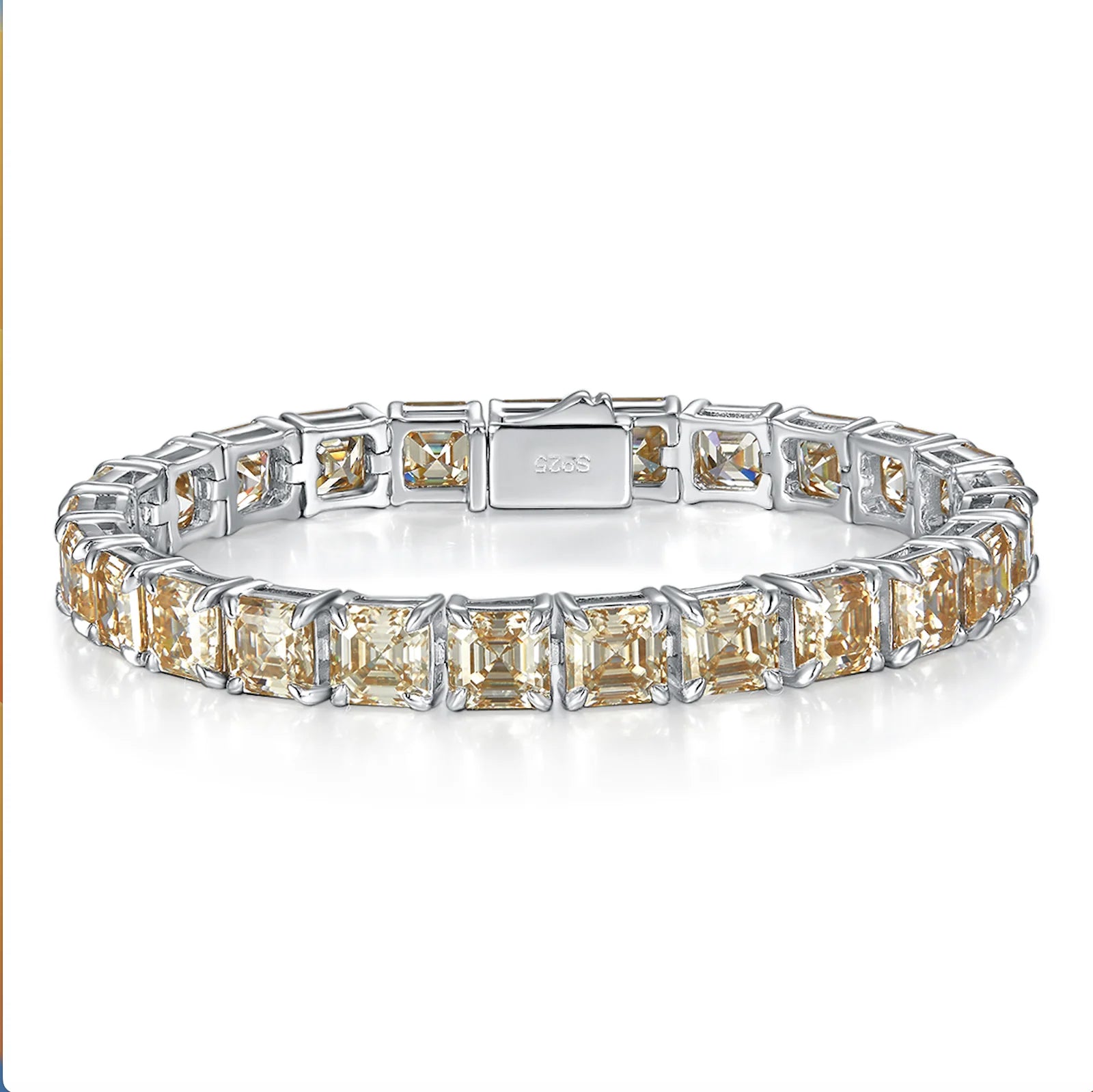 Color Moissanite Bracelet Customs Hip Hop Jewelry Asscher Cut Green Moissanite Diamond Tennis Man Moissanite Bracelet