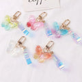 Insects Car Key Women Wristband Cartoon Butterfly Key Chains Bag Pendant Fashion Colorful Acrylic Crystal Butterfly Keychain