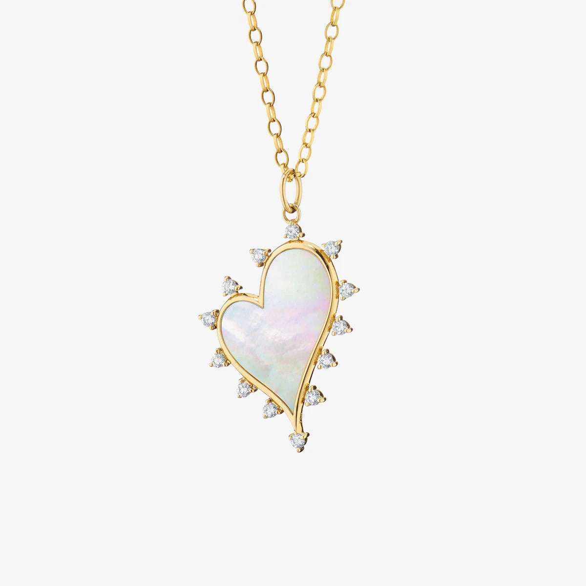 MOP Irregular Heart Halo CZ Pendant Give Away Gift Jewelry 925 Sterling Silver Women Jewelry Gold Plated Necklace