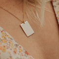 Simple Minimalist 316L Stainless Steel 14K Gold Plated  9mm*13mm Rectangle Pendant Necklace