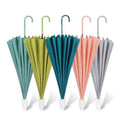 New Arrival Luxury Solid Color Leather Handle Parasol Reinforce 16 Rids Rain Umbrellas With Plastic Sleeve Waterproof Cover