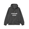Custom Printing Logo Heavyweight Cotton Black Unisex Men Distressed Vintage Zip up Acid Wash Hoodies for Men