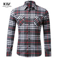 European and American Size Hot Sale Cotton Flannelette Plaid Jacket Double Pocket Cover Long Sleeve Shirt Man