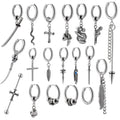 Punk Style Stainless Steel Ear Clip Dangle Earrings Wholesale Surgical Steel Ear Piercing Hoop Cross Snack Jewelry for Men Women