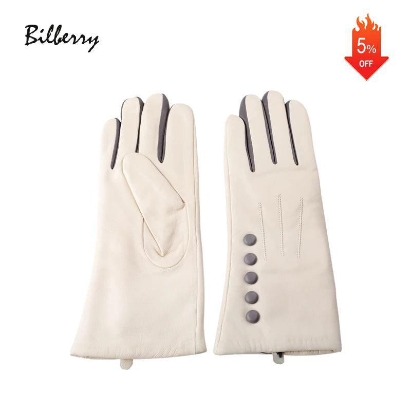 Australian Sheepskin Gloves for Women Soft Winter Leather Lining With Wool for Daily Casual Party Scenes Import