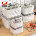 Plastic Rectangle Airtight Partitionable Food Storage Box Vegetable Fruit Drainer Basket Food Container Set with air Vent Lid