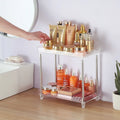 Storage Rack Clear Plastic Makeup  Storage Shelf for Vanity and Spice Bottles 2 Tier Bathroom Storage Organizer