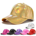 Hip Hop Bright PU Leather Solid Color Laser Style Unisex Adjustable Street Dance Baseball Cap Hat Fashion Hats for Men & Women