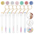 Keychain Tube Eyelash Brush with Gold Glitter Mascara Wand for Lash Extension Clear Micro Comb Container Makeup Tool
