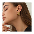 ERESI Chunky 18K Gold Plated Stainless Steel Jewelry High Quality Crystal CZ Stud Valentine's Day Gifts Love Heart Earrings