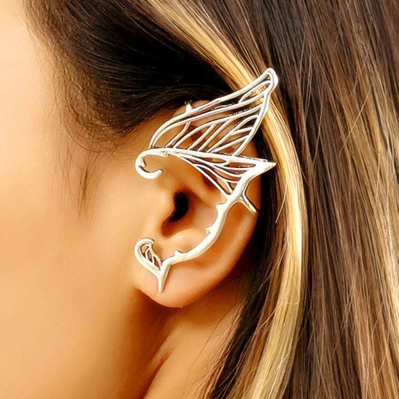 New Trendy Retro Elf Earrings with Hollow Butterfly Wings Design for Wedding & Party-Gift Option