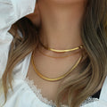 Dreamshow Tarnish Free Jewelry Chunky 5mm Blade Chain Necklace Gold Plated Stainless Steel Chain Necklace