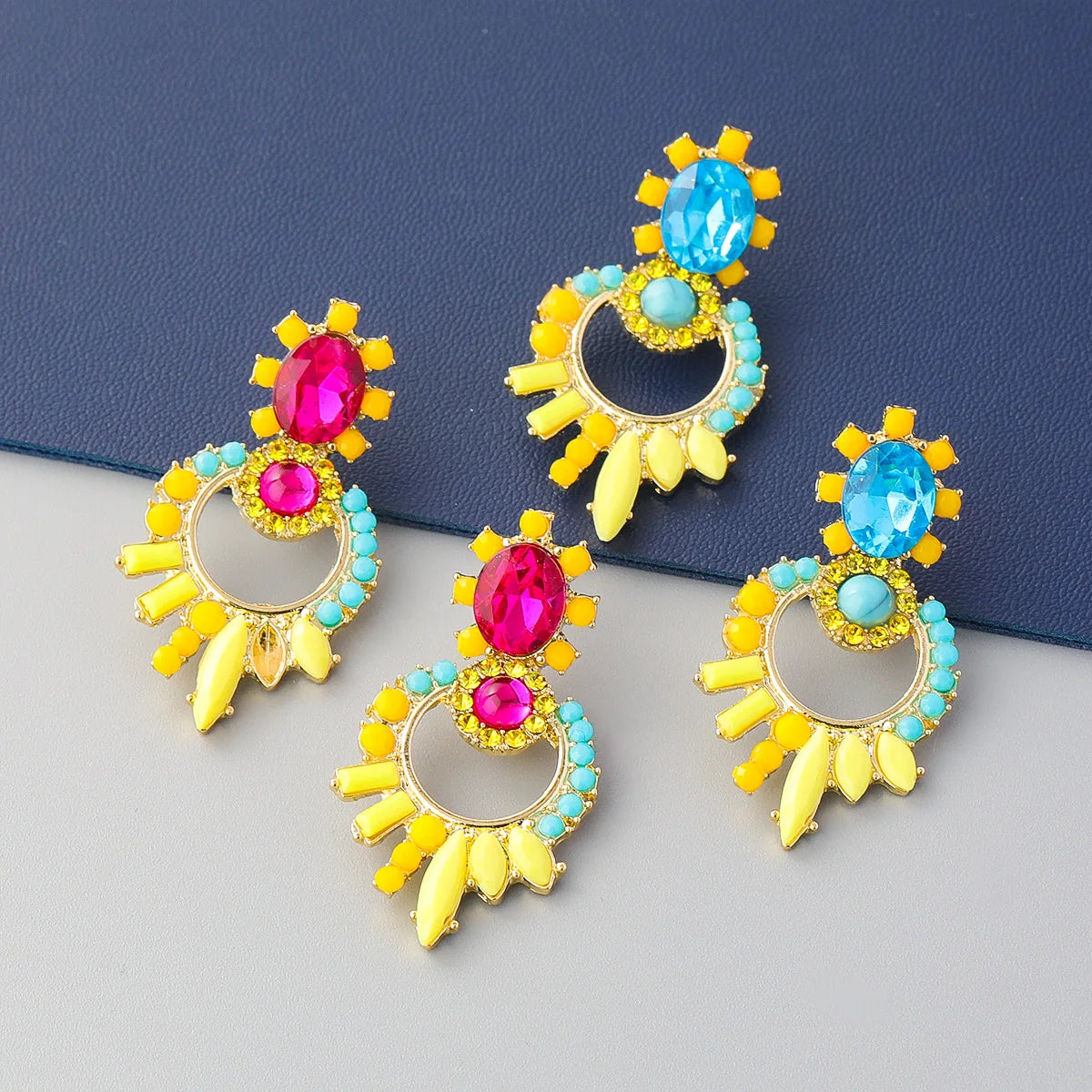 JLE14345K Wholesale Fashion Rhinestones Statement Earrings Women Exaggerated Stud Earrings Jewelry