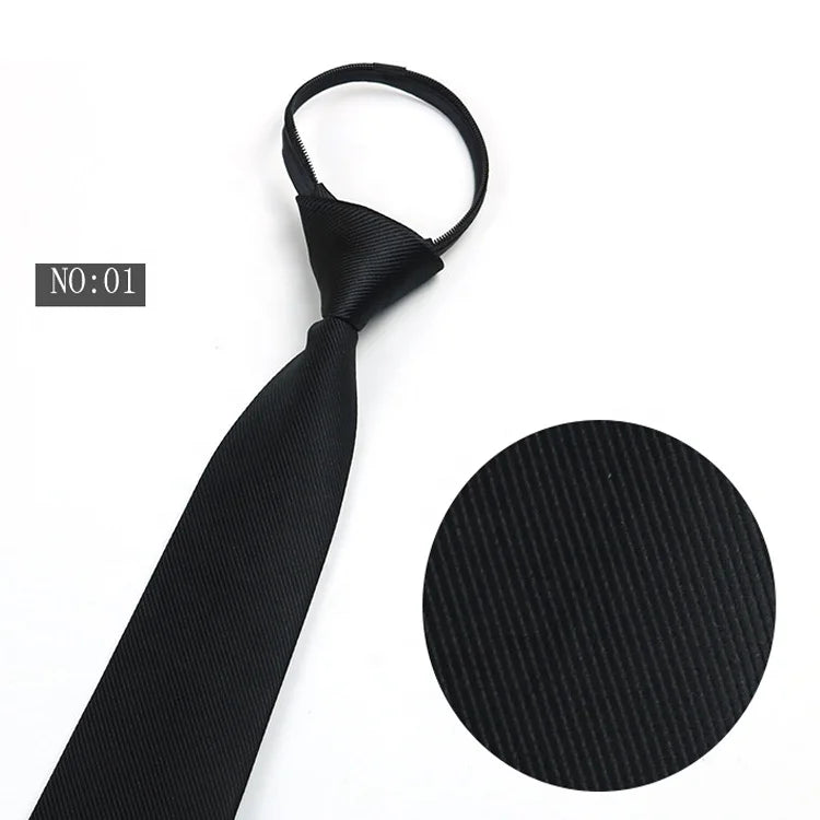 Factory Direct Zipper Tie Men Black Zipper Tie Black Tie With Zip 100% Polyester
