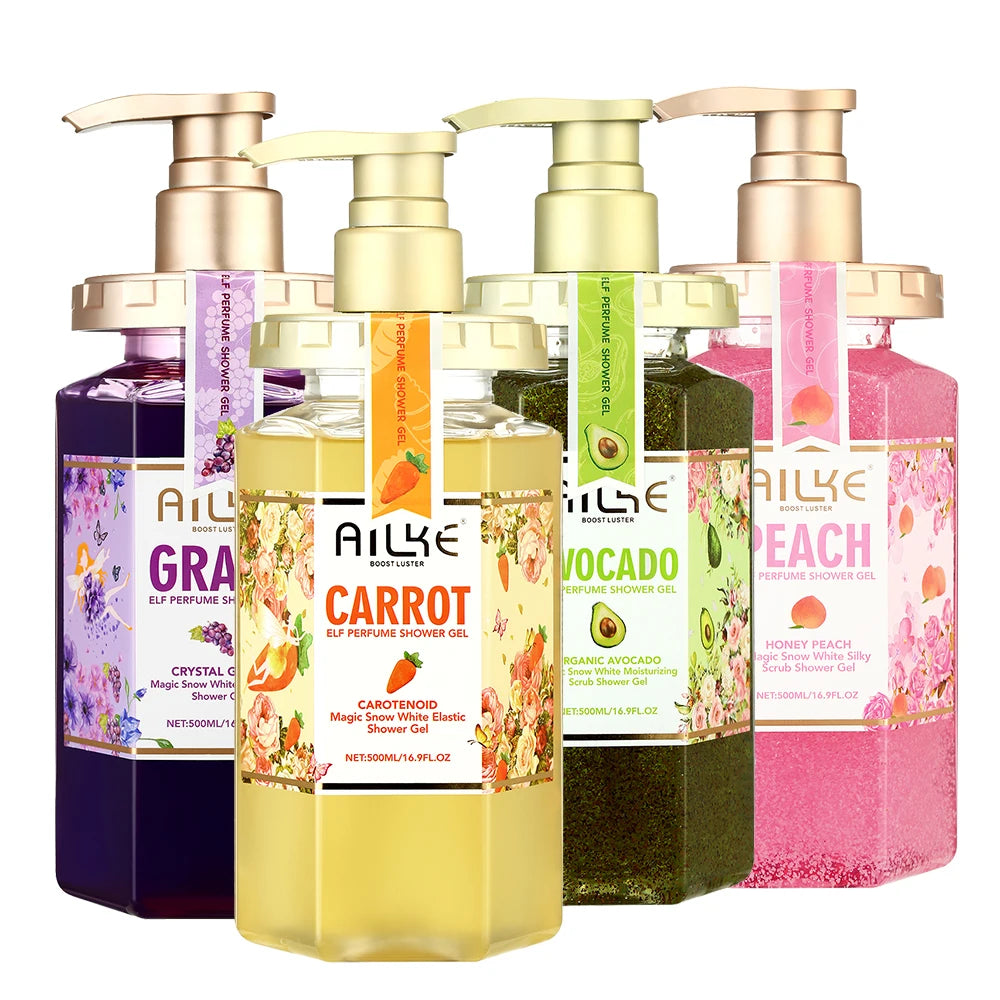 LKIAE Organic Herbal Smoothing Elf Shower Gel Perfume Body Wash Hydrating Lightening Cleansing Avocado 500ml