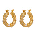 JINYOU  547 Trendy Pearl Zircon Huggie Earrings New Stainless Steel Jewelry Golden Round Hoop Earrings