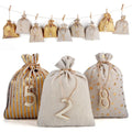 Drawstring Christmas Countdown Calendar Set W/ Advent Clips & Rope - DIY Decor Gift Pouch for Kids Easy Hang