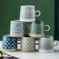 380ml Water Cups Coarse Pottery Relief Cup Japanese Coffee Ceramic Mug Creative Ceramic Mugs