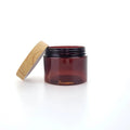 Super Sep 60ml 100ml 120ml 150ml Amber Plastic Container Cosmetics Packaging Cream PET Jar With Bamboo Lid