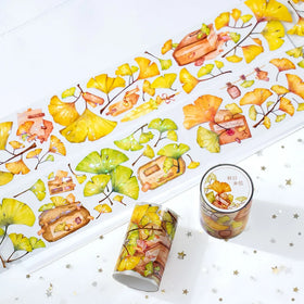 Custom Transparent Fallen Leaves Printed High Quality Wide Clear PET Tape