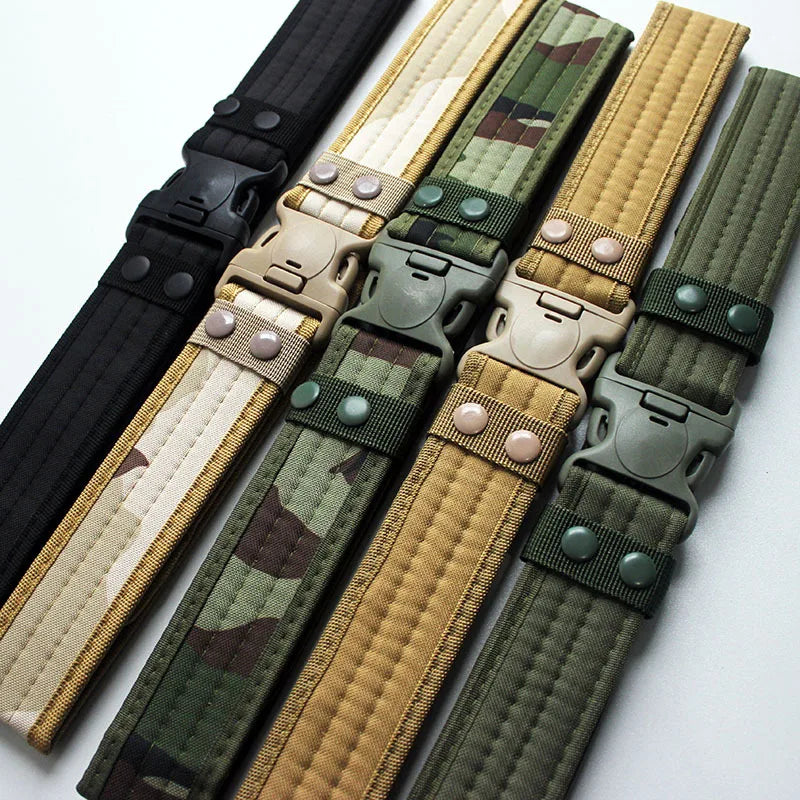 Men's Outdoor Tactical Belt Canvas Fabric Automatic Quick Release Buckle Belt Hunting Hiking Sports Camouflage EVA Padding Belt