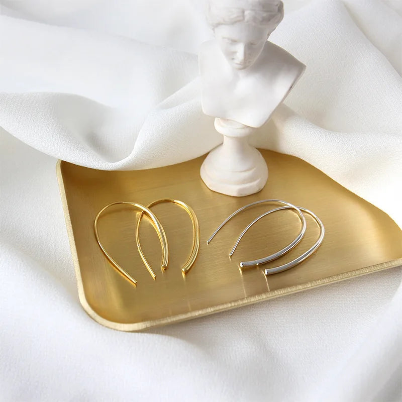 Minimalist 925 Sterling Silver Big Earrings 18k Gold Plated U-shaped Hoop Earrings Fashion Jewelry ET296