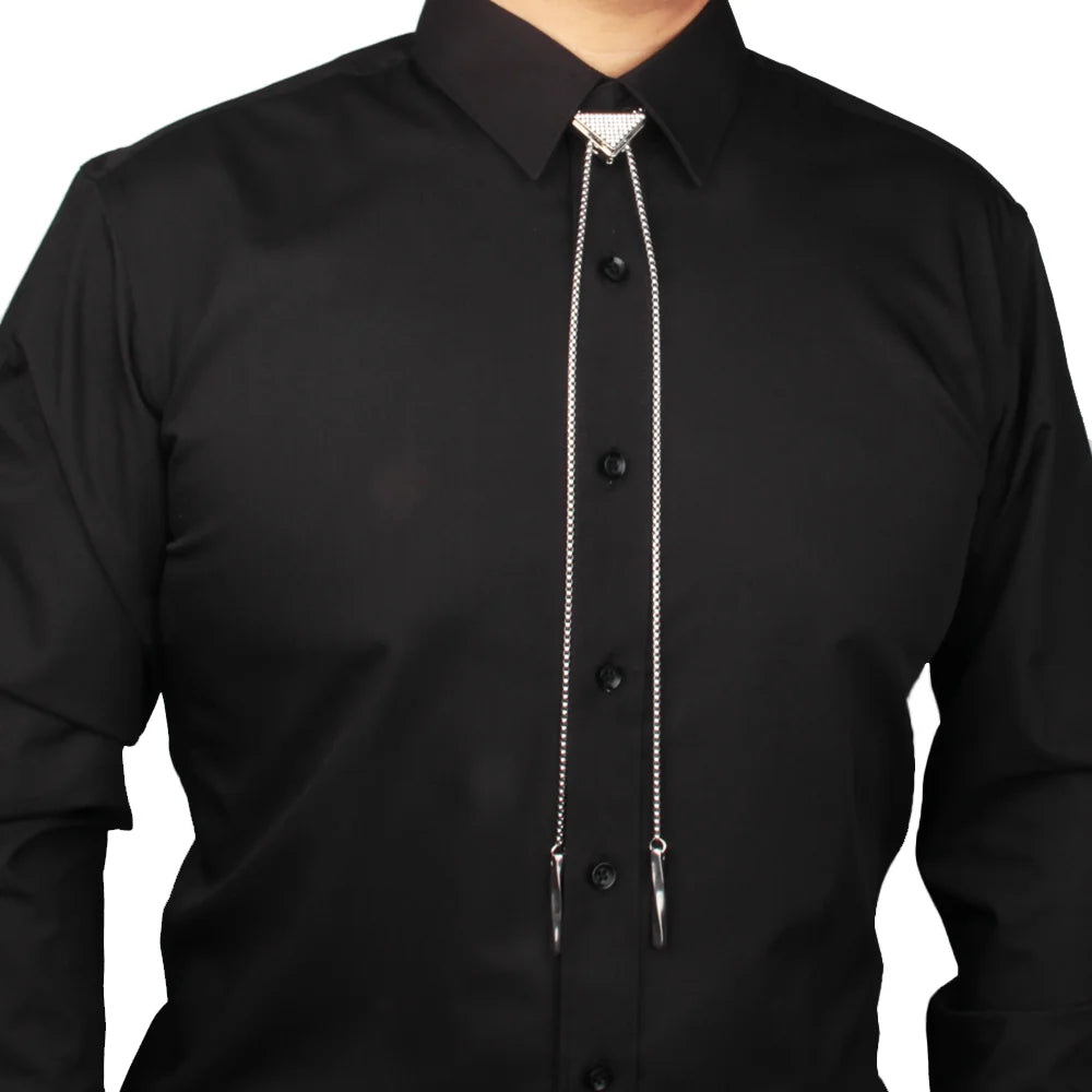 Men's Women's Stainless Steel Polo Necklace Diamond Triangle Sliding Design Fashion Power Jewelry Gift Accessories for Shirt Tie