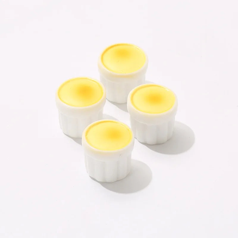 Good Quality Lovely 3d Simulation Egg Pudding Cup Design Mock up Resin Cabochon for Keychain