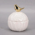 Wedding Embossed Feather Storage Jars Porcelain Storage Case Ceramic Trinket Bird Boxes Holder