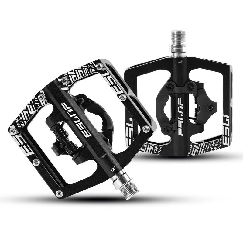 Dual Function MTB & Road Bike Pedals Sealed Aluminum 9/16" Flat Platform Clippless Bicycle Cleats Mountain Bike Pedal