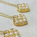 Zhuji Pearl's Universal Box Chain Necklace Love Full Bead with Natural Bread Shaped Round Pearl Pendant