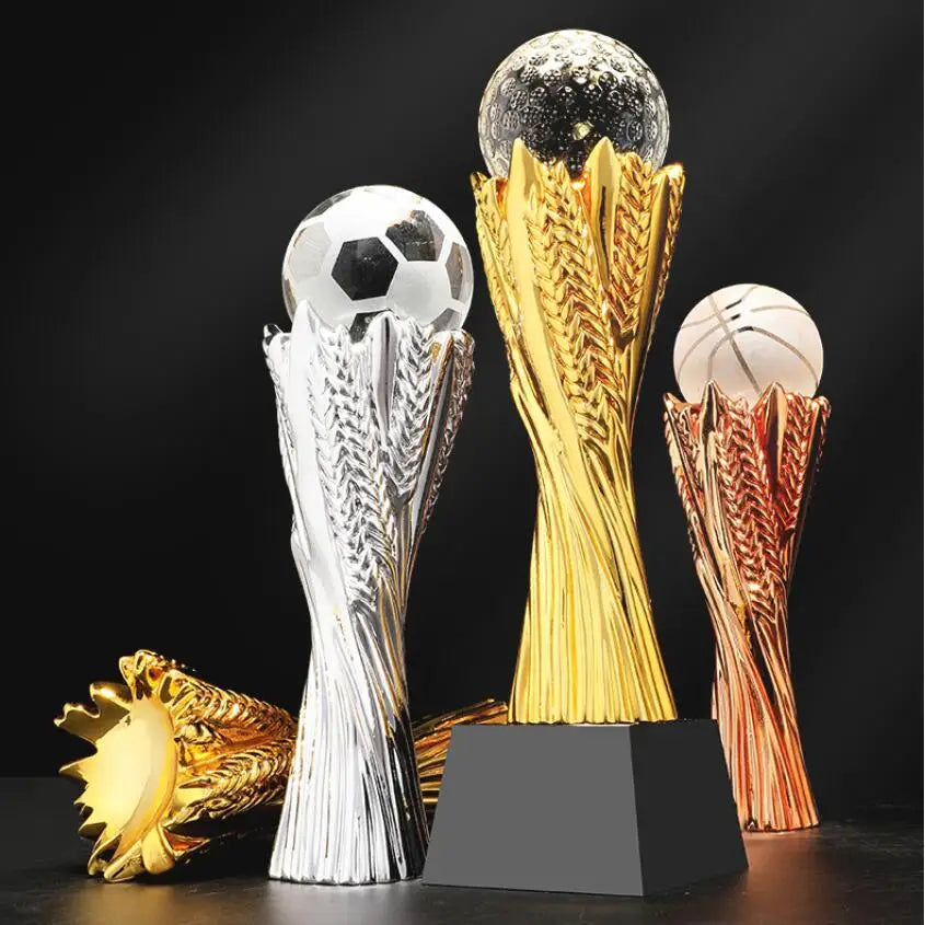 MH-NJ00739 Souvenir Gifts Silver Copper Metal Trophy Customized Crystal Trophy Creative Engraved Basketball Awards