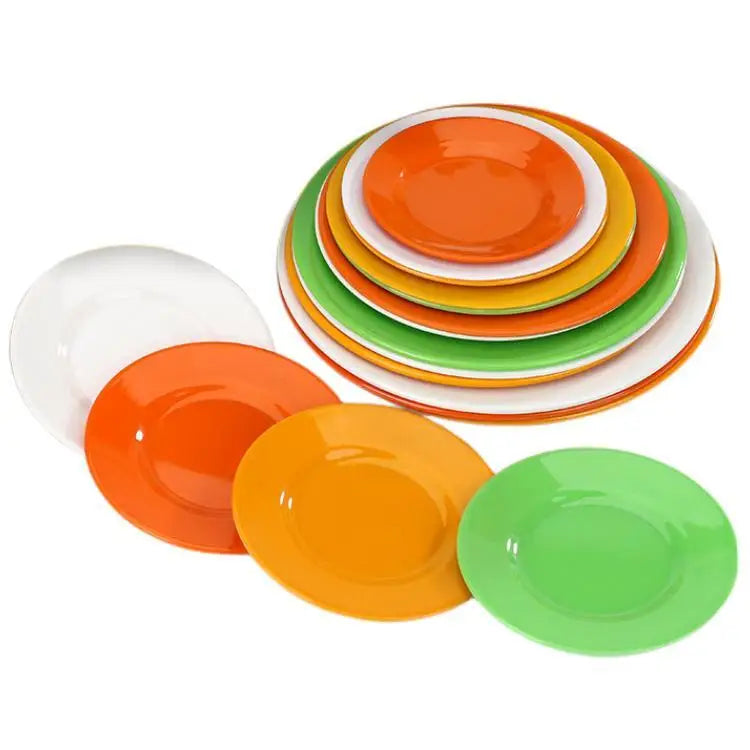 Wholesale 6/7/8/9/10 Inch Colorful Unbreakable Restaurant Round Melamine Plastics Plates Melamine Plastic Dinnerware Set