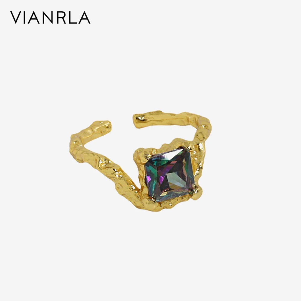 VIANRLA 925 Sterling Silver  4A Zircon Stone Rings Thin Adjustable Ring