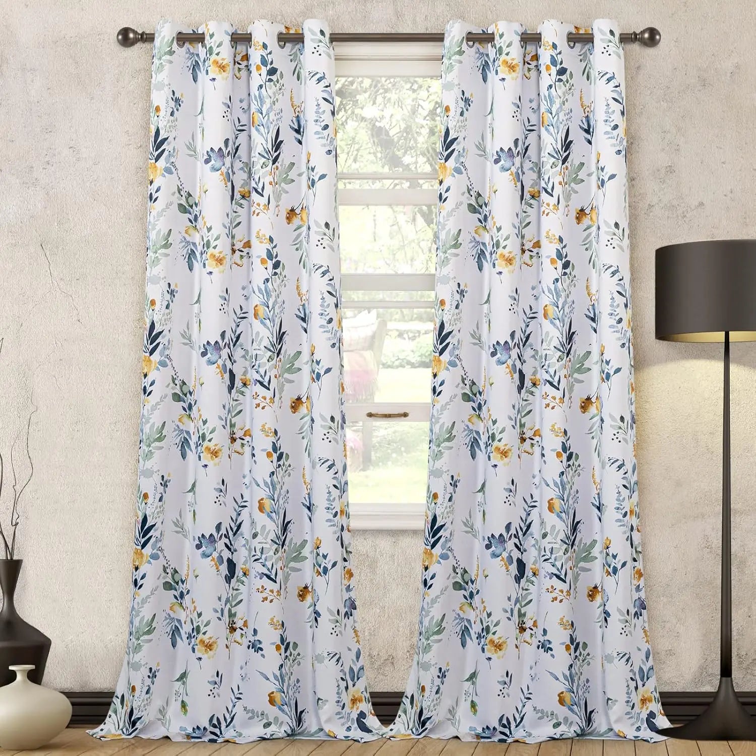 3D Flower Plant Spray Painting Lace Opening and Closing Built-In Ladder Rope Curtain Office Fabric Shade with Hook Processing