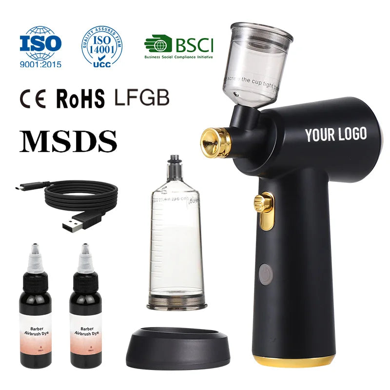 High-Grade Portable Cordless Gold Black Mini Facial Cake Airbrush Gun Nail Art Cake Decorating Compressor Copper ABS Material